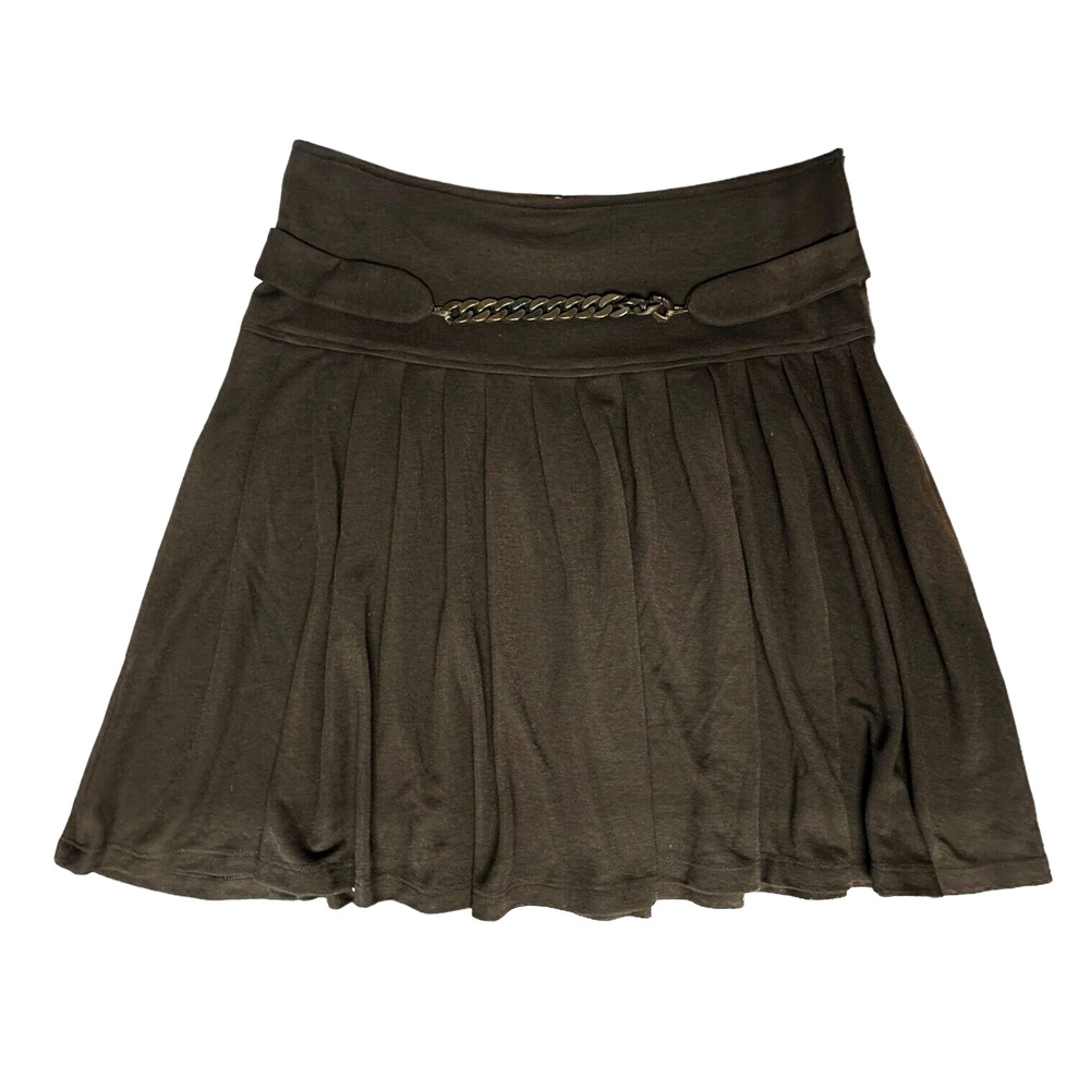 PATARA Women's Vintage Pleated Winter Skirt Side Zipper Viscose Size S/M Brown